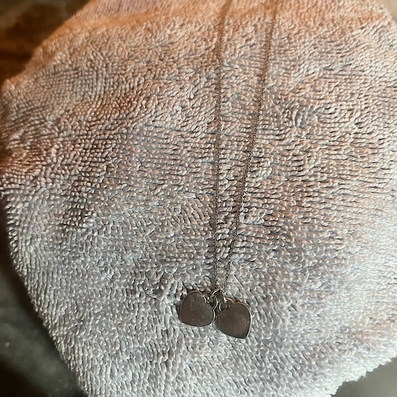 Tiffany Blue Double Heart Silver necklace - Picture 2 of 9